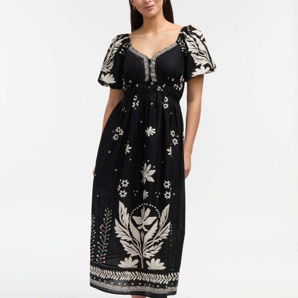 Ellen Tracy Women's Printed Puff Sleeve Maxi Dress